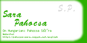 sara pahocsa business card